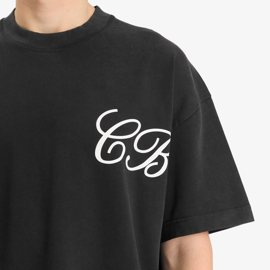 Cole Buxton Men's Cursive 2 Star T-Shirt Vintage Black